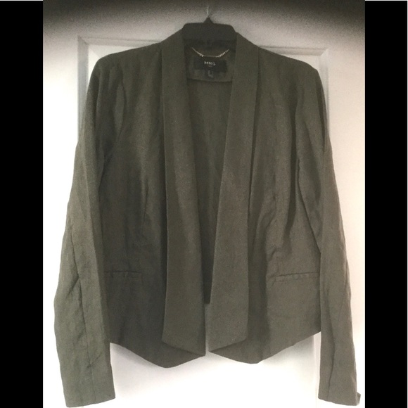 MNG Olive Linen Jacket - Picture 1 of 1